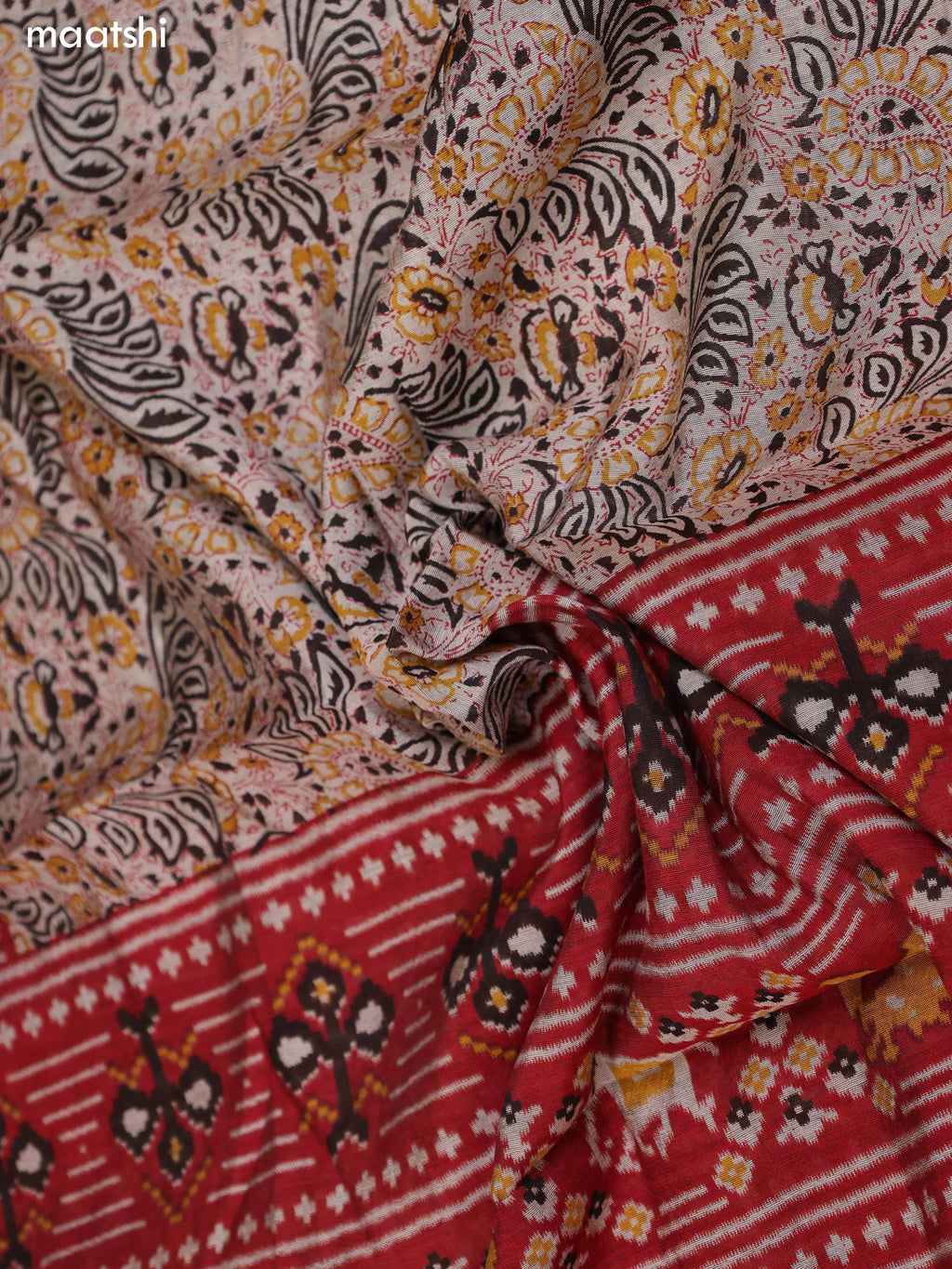 Deep Brown & Grey and Maroon Art Silk Dress Material With Butta Prints and Bottom & Dupatta