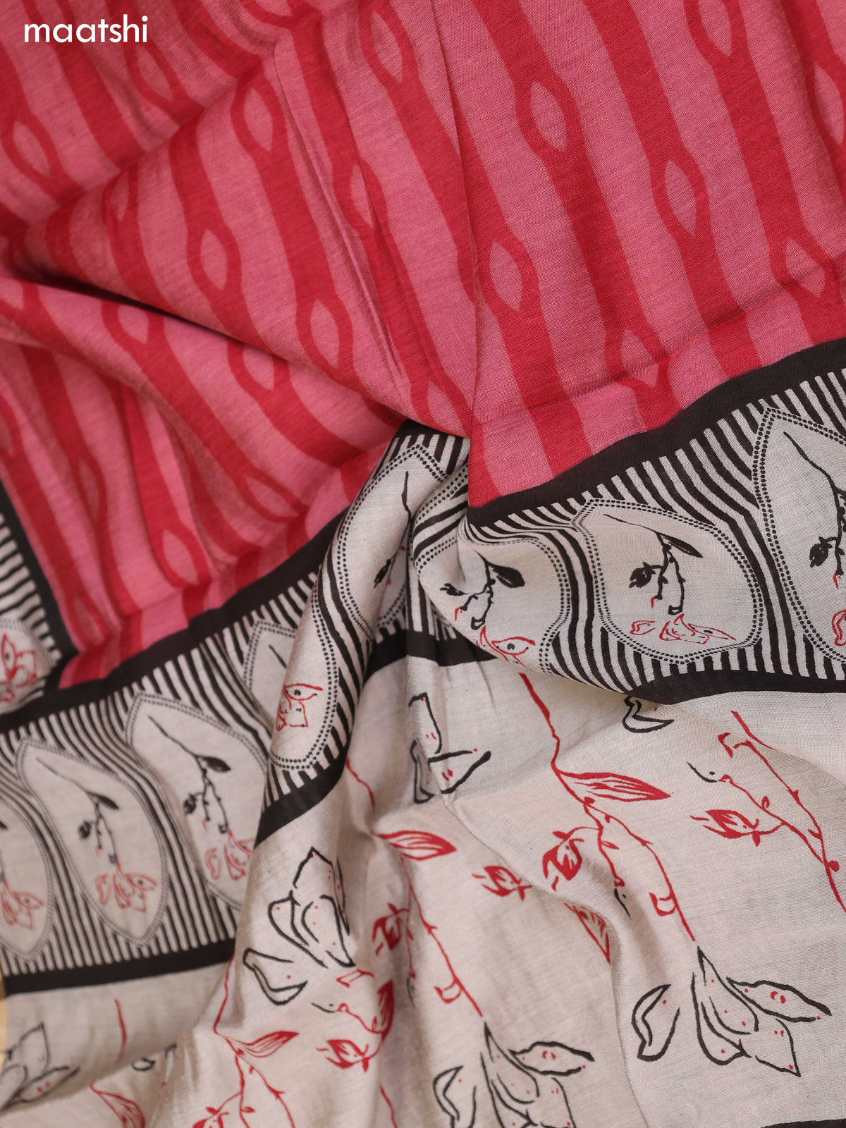 Grey and Dark Rust Art Silk Dress Material With Floral Motif & Stripe Prints and Bottom & Dupatta
