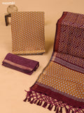 Mustard and Maroon Art Silk Dress Material With Butta Prints and Bottom & Dupatta