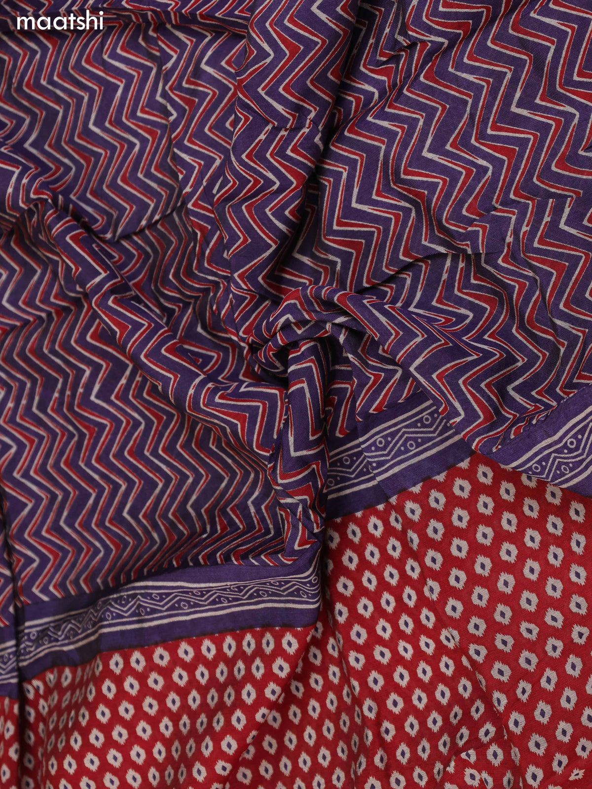 Dark Rust and Navy Blue Art Silk Dress Material With Butta Prints and Bottom & Dupatta