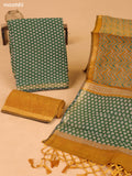 Green and Mustard Yellow Art Silk Dress Material With Butta Prints and Bottom & Dupatta
