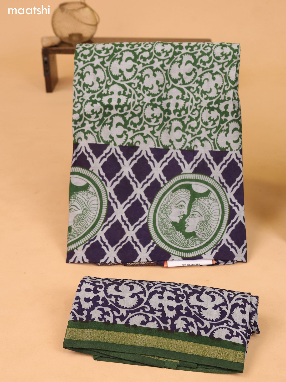 Grey & Green and Navy Blue Art Silk Dress Material With Allover Prints and Bottom & Dupatta