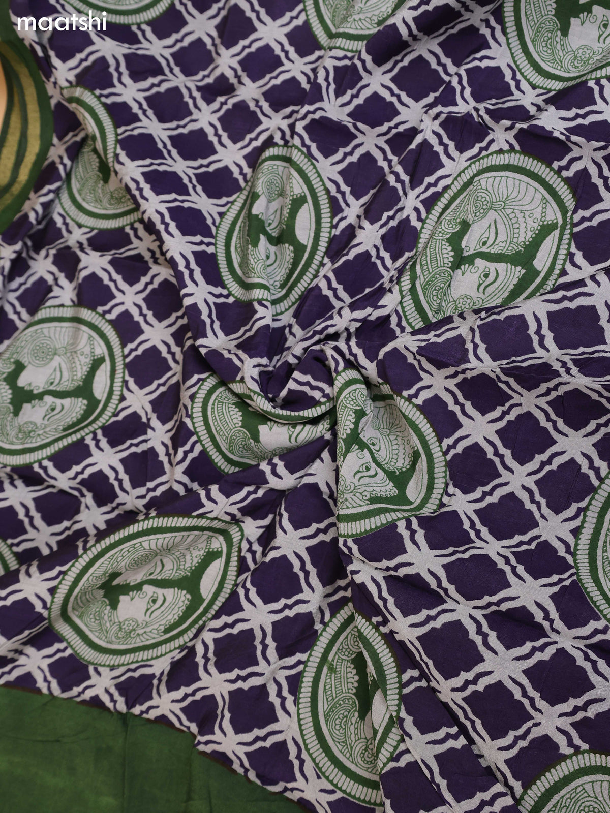 Grey & Green and Navy Blue Art Silk Dress Material With Allover Prints and Bottom & Dupatta