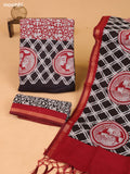 Grey & Deep Brown and Maroon Art Silk Dress Material With Allover Prints and Bottom & Dupatta