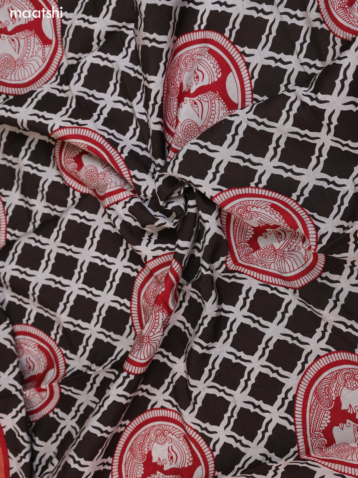 Grey & Deep Brown and Maroon Art Silk Dress Material With Allover Prints and Bottom & Dupatta