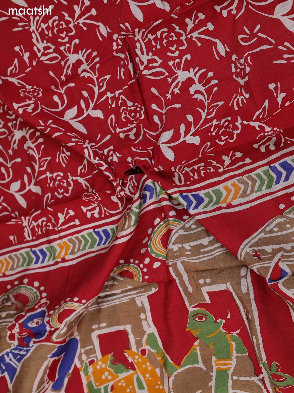 Maroon Art Silk Dress Material With Allover Prints and Bottom & Dupatta