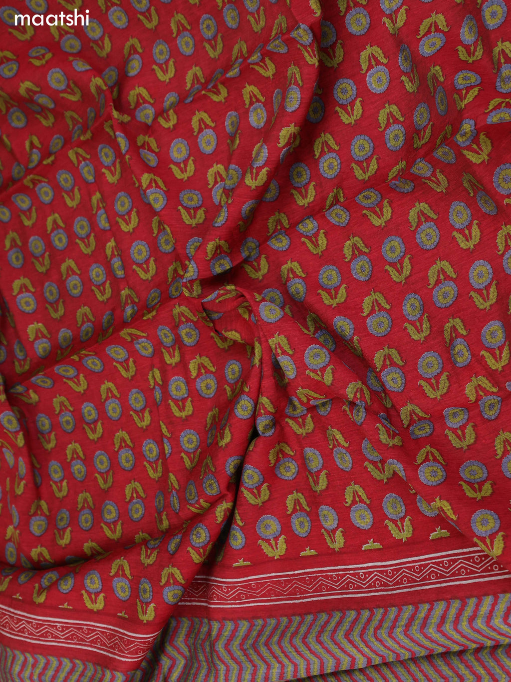 Grey and Maroon Art Silk Dress Material With Zig Zag Prints and Bottom & Dupatta