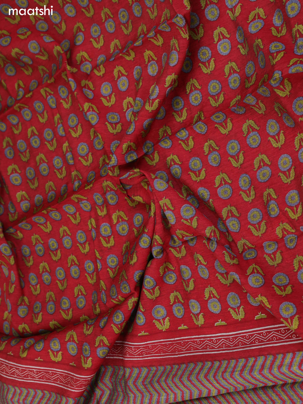 Grey and Maroon Art Silk Dress Material With Zig Zag Prints and Bottom & Dupatta