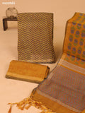 Elaichi Green and Maroon Art Silk Dress Material With Zig Zag Prints and Bottom & Dupatta