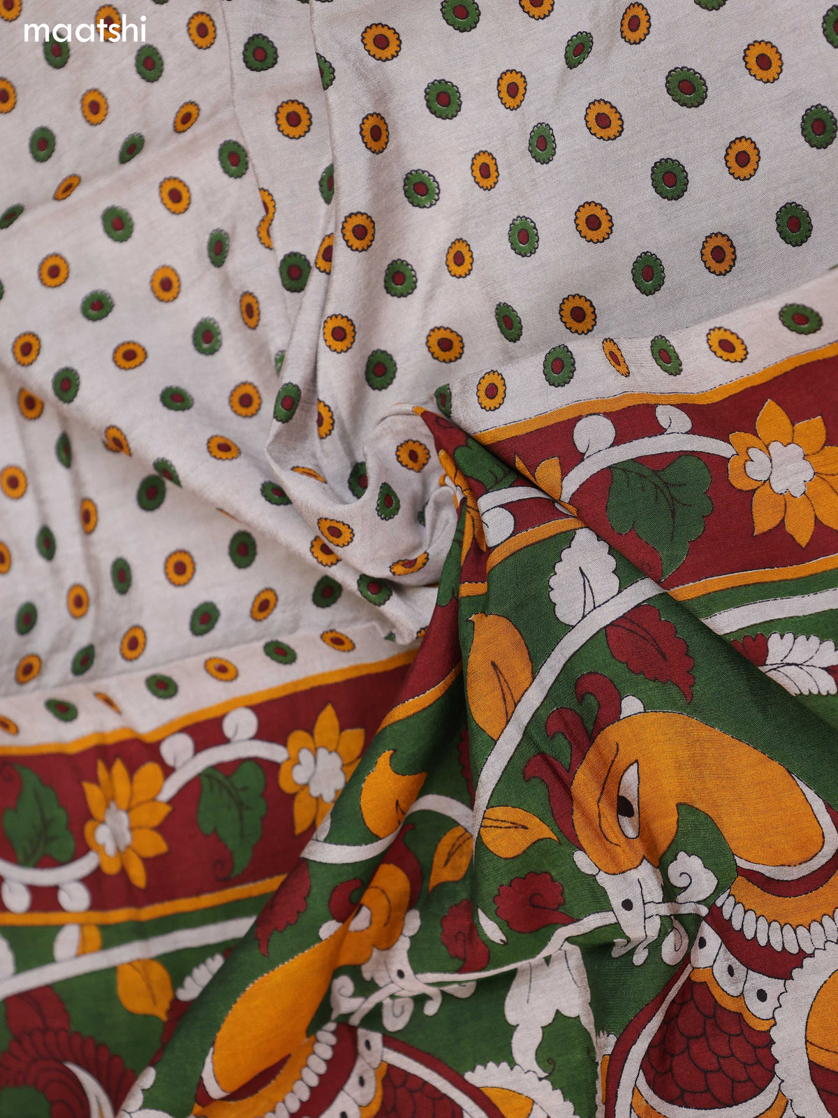 Grey & Green and Deep Brown Art Silk Dress Material With Allover Prints and Bottom & Dupatta