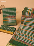 Green Art Silk Dress Material With Allover Prints and Bottom & Dupatta