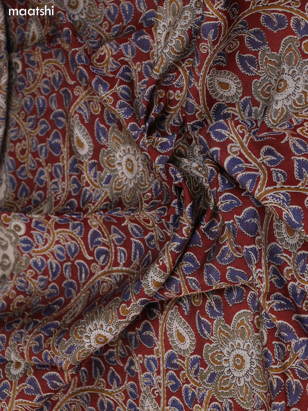 Grey and Teal Blue Art Silk Dress Material With Allover Prints and Bottom & Kalamkari Dupatta