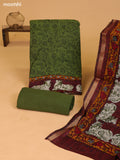 Green Art Silk Dress Material With Allover Prints and Bottom & Dupatta