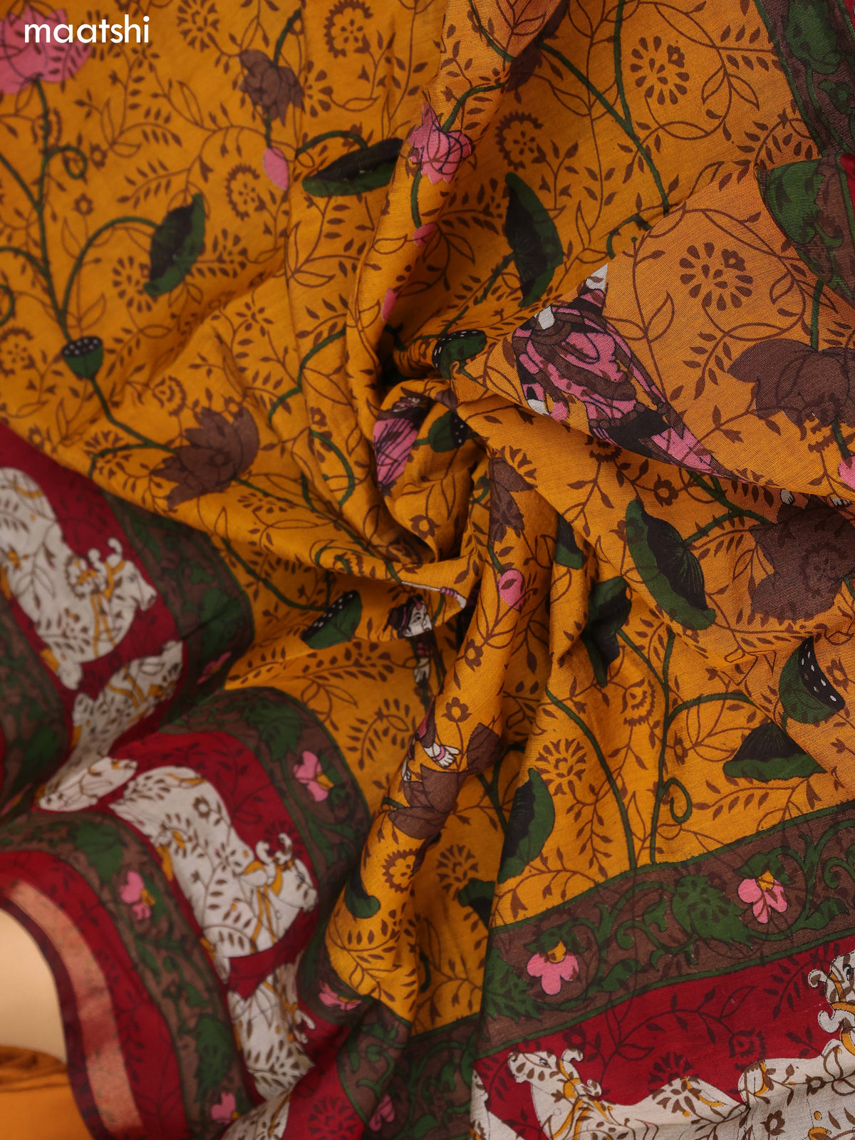 Mustard Art Silk Dress Material With Allover Prints and Bottom & Dupatta