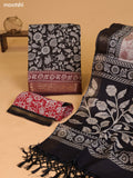 Dark Brown and Rust Art Silk Dress Material With Allover Kalamkari Prints and Bottom & Dupatta