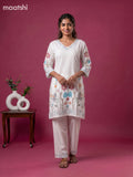Off White Cotton Embroidery Work Kurti Set