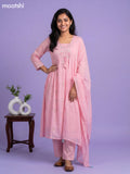 Baby Pink Cotton Embroidery Work Straight Suit