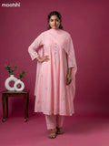 Baby Pink Cotton Embroidery Work Straight Suit
