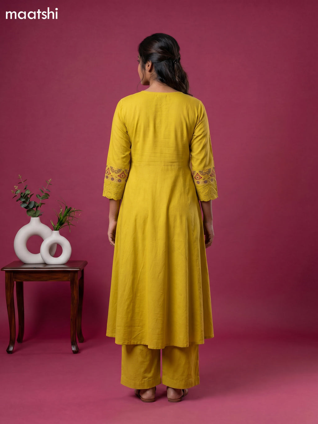 Rustic Maroon Cotton Ajrakh Printed & Embroidery Work Anarkali Suit