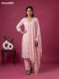 Peach Cotton Embroidery Work Straight Suit