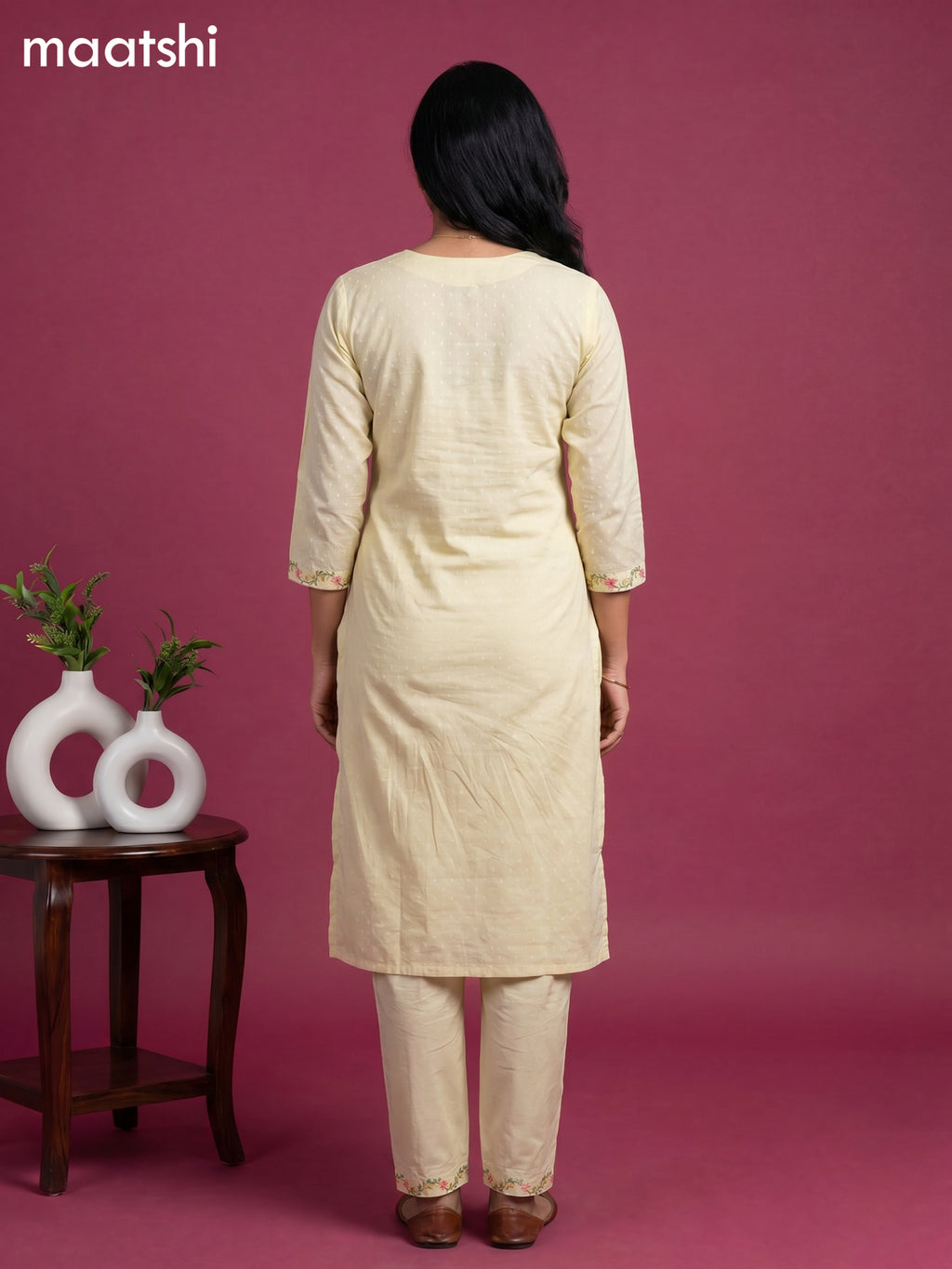 Pastel Green Cotton Embroidery Work Straight Suit