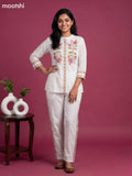 Off White Cotton Embroidery Co-Ord Set