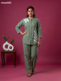 Pastel Green Cotton Sequin Work Co-Ord Set