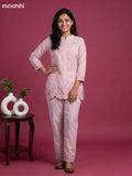 Lotus Pink Cotton Embroidery Co-Ord Set