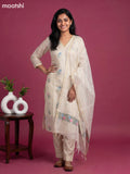Cream Kota Embroidery Work Straight Suit