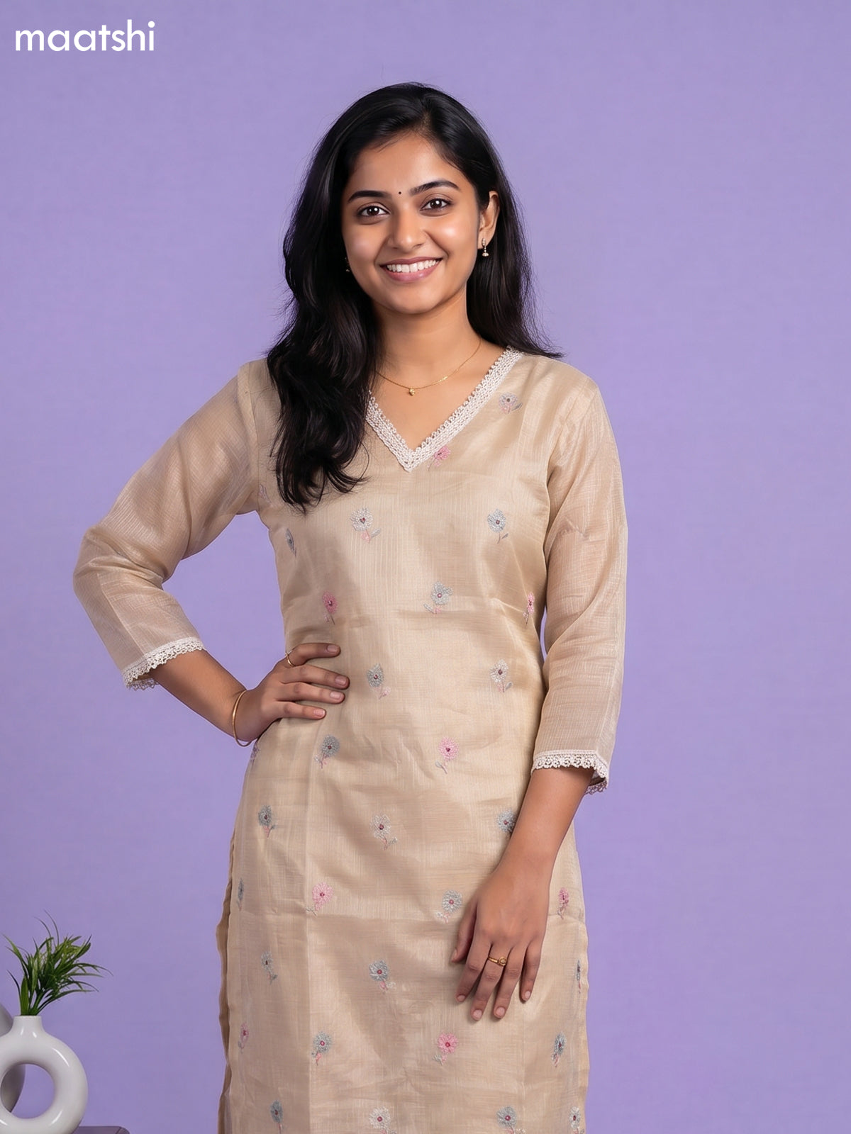 Sandal Kota Embroidery Work Straight Suit