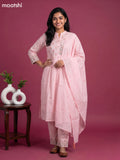 Lotus Pink Cotton Embroidery Work Straight Suit