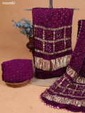 Purple Gaji Silk Dress Material With Bandhani Prints and Bottom & Dupatta