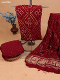 Maroon Gaji Silk Dress Material With Bandhani Prints and Bottom & Dupatta