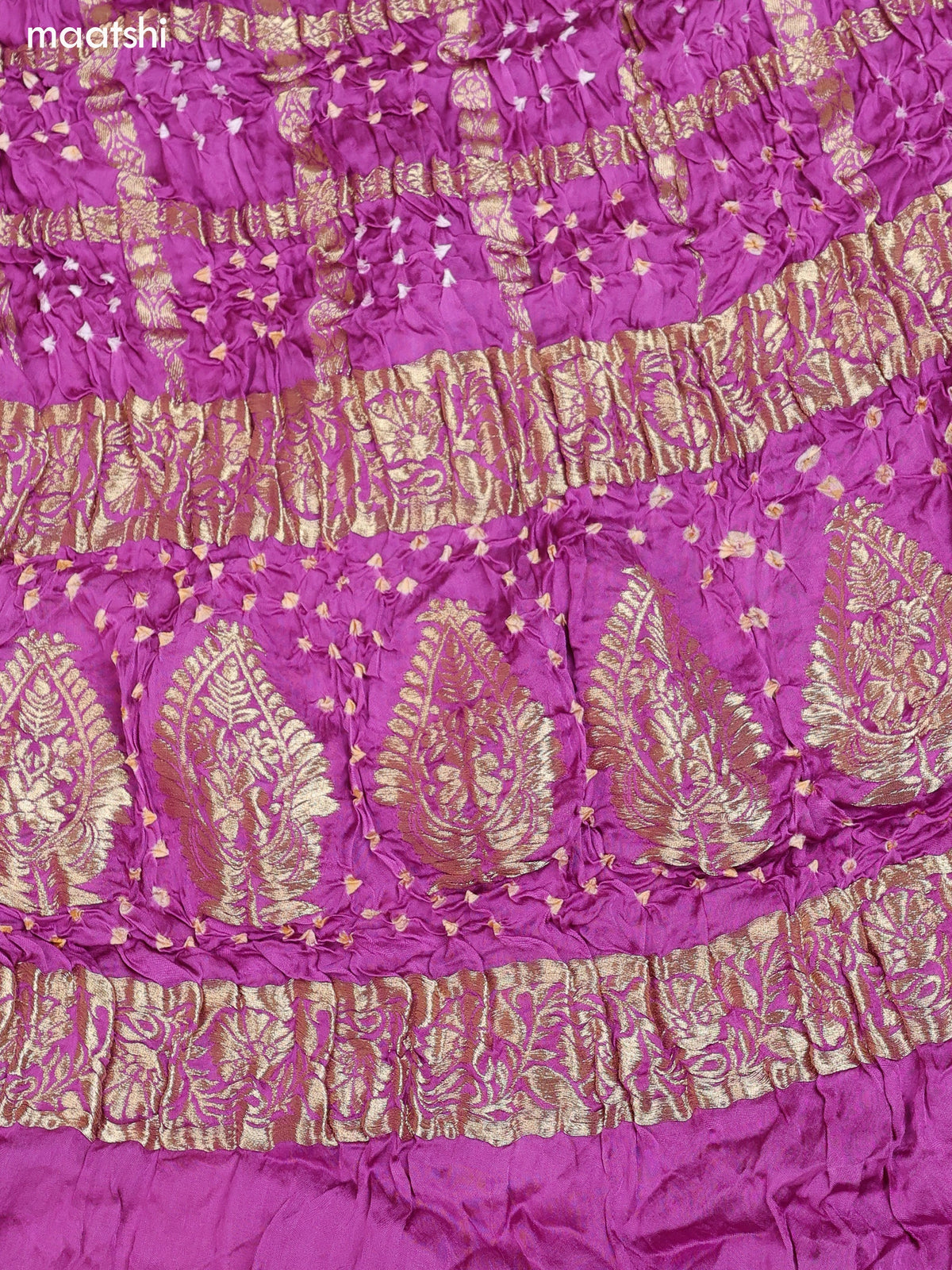 Lavender Gaji Silk Dress Material With Bandhani Prints and Bottom & Dupatta