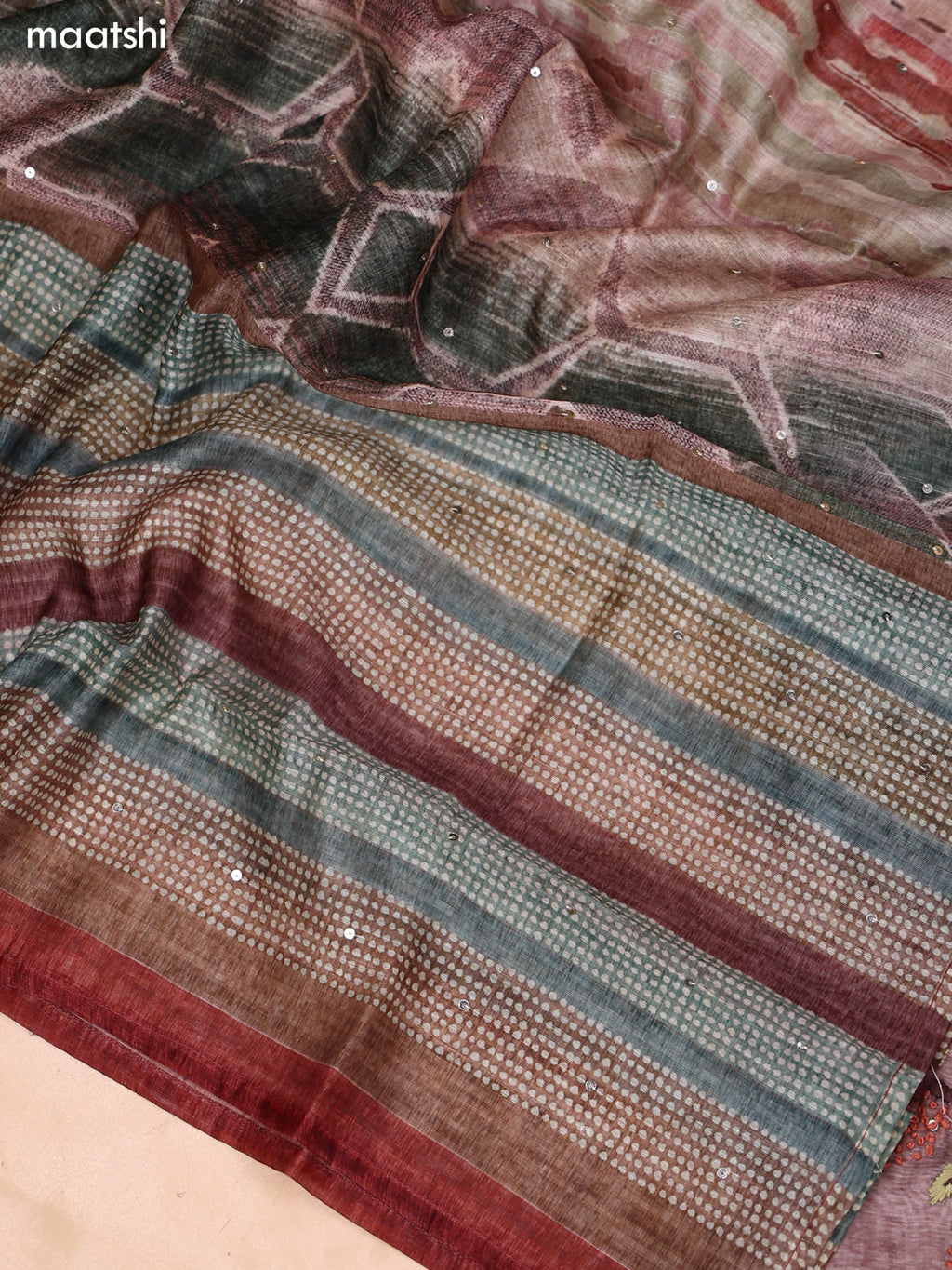 Pastel Brown and Rustic Brown Mul Chanderi Dress Material With Embroidery Work Neck Pattern and Bottom & Dupatta