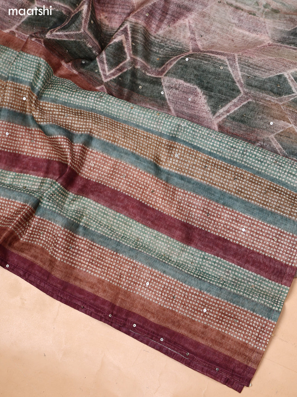 Mehendi Green and Brown Mul Chanderi Dress Material With Embroidery Work Neck Pattern and Bottom & Dupatta