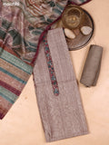 Pastel Brown Mul Chanderi Dress Material With Embroidery Work Neck Pattern and Bottom & Dupatta