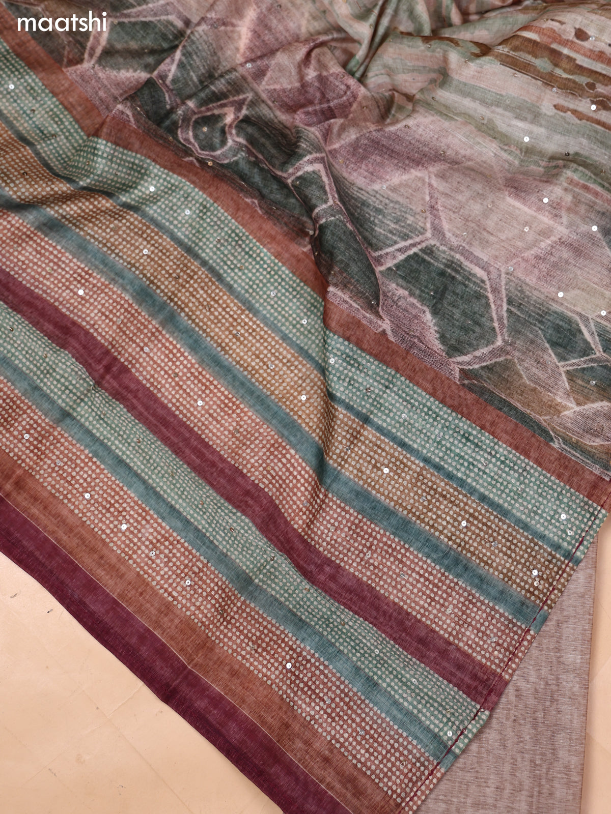 Pastel Brown Mul Chanderi Dress Material With Embroidery Work Neck Pattern and Bottom & Dupatta
