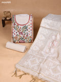 Biege Art Silk Dress Material With Embroidery Work Neck Pattern and Bottom & Dupatta