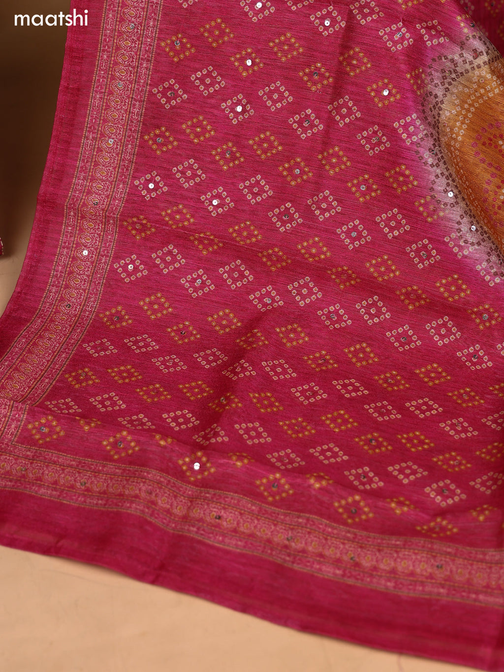 Rani Pink Art Silk Dress Material With Embroidery Work Neck Pattern and Bottom & Dupatta