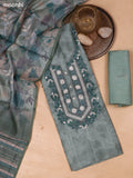 Pastel Green Mul Chanderi Dress Material With Embroidery Work Neck Pattern and Bottom & Dupatta