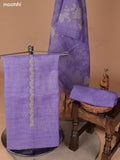 Lavender Tissue Linen Dress Material With Floral Prints & Simple Embroidery and Bottom & Zari Dupatta