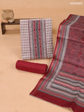 Biege and Maroon Art Tussar Dress Material With Bandhini Prints & Simple Embroidery and Bottom & Dupatta