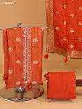 Rustic Orange Banarasi Silk Dress Material With Allover Zari Weaves and Bottom & Dupatta