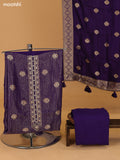 Violet Banarasi Silk Dress Material With Allover Zari Weaves and Bottom & Dupatta