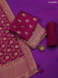 Dark Wine Banarasi Silk Dress Material With Allover Zari Work and Bottom & Dupatta