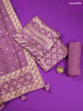 Purple Banarasi Silk Dress Material With Allover Zari Work and Bottom & Dupatta