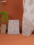 Bluish Grey Linen Cotton Dress Material Prints & Embroidery Work Neck Pattern