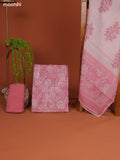 Mauve Pink Linen Cotton Dress Material Prints & Embroidery Work Neck Pattern