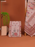 Peach Linen Cotton Dress Material Prints & Embroidery Work Neck Pattern